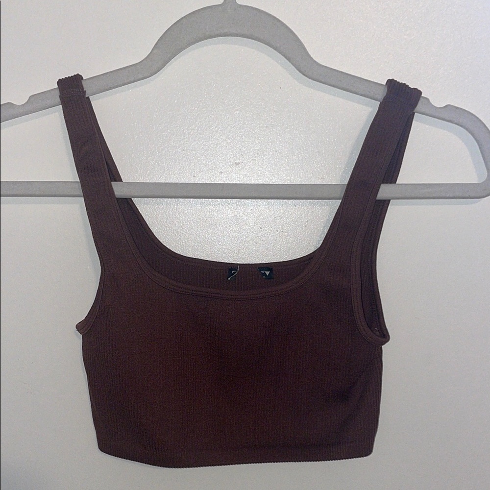 Zara Brown Ribbed Crop Top | XS/S